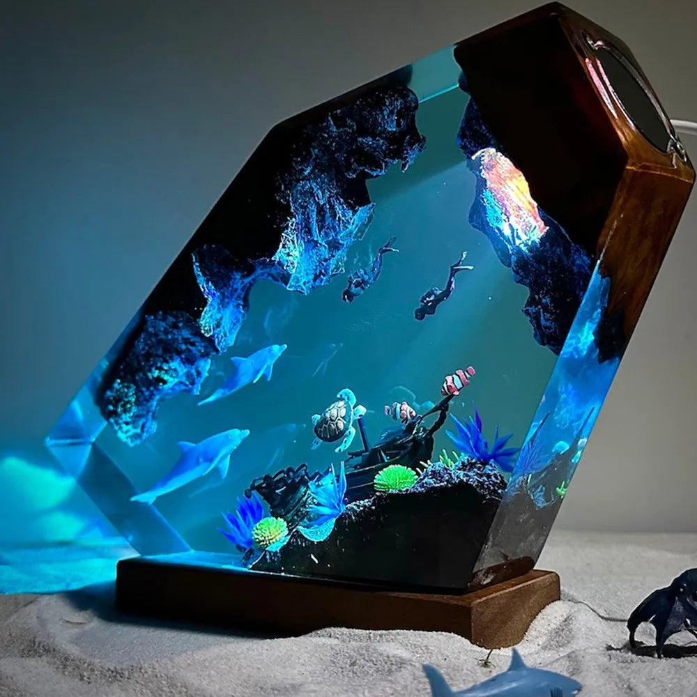 Healing Marine Micro-landscape Resin Handicrafts Luminous Ornaments Desktop Decorations Creative Whale Birthday Festival Gifts