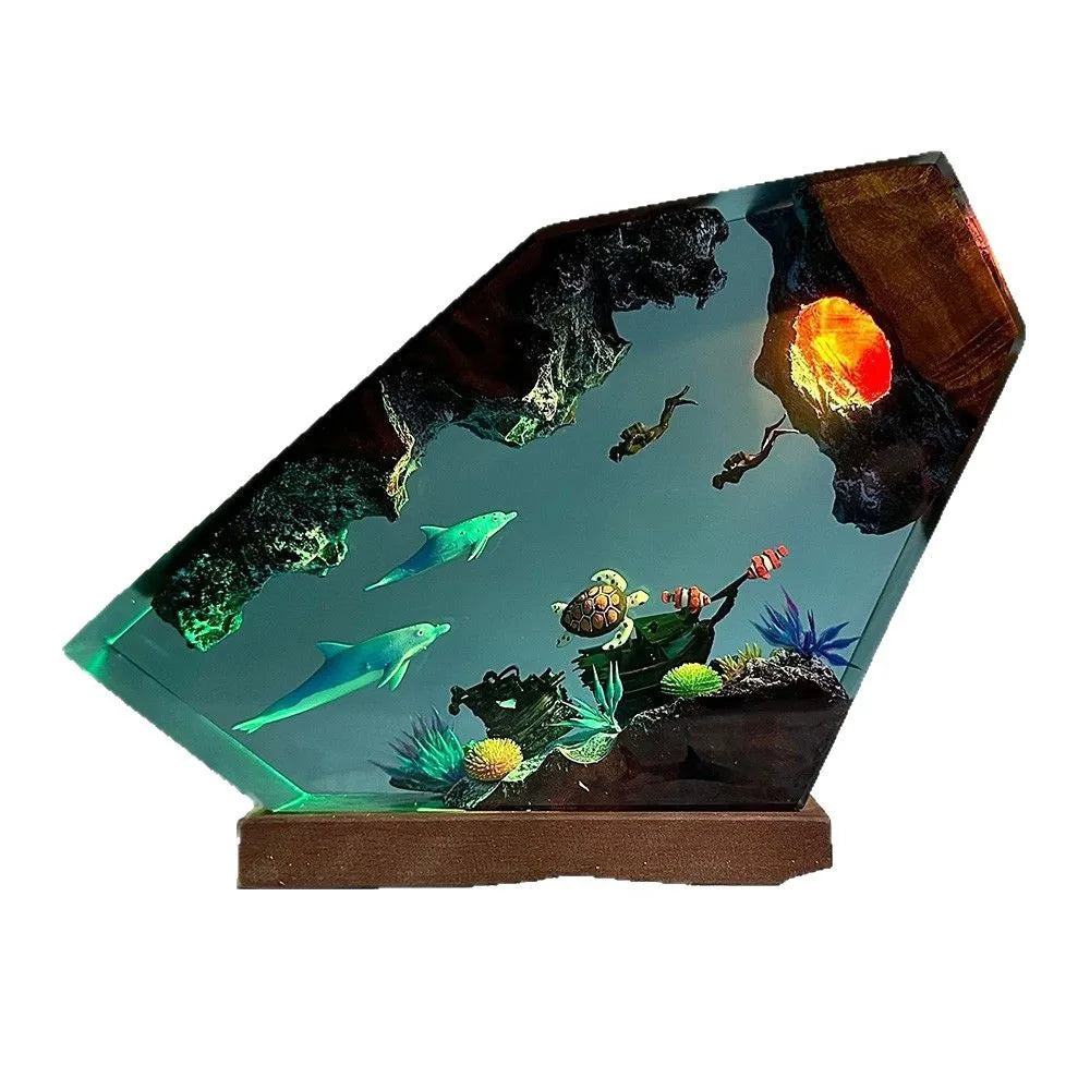Healing Marine Micro-landscape Resin Handicrafts Luminous Ornaments Desktop Decorations Creative Whale Birthday Festival Gifts