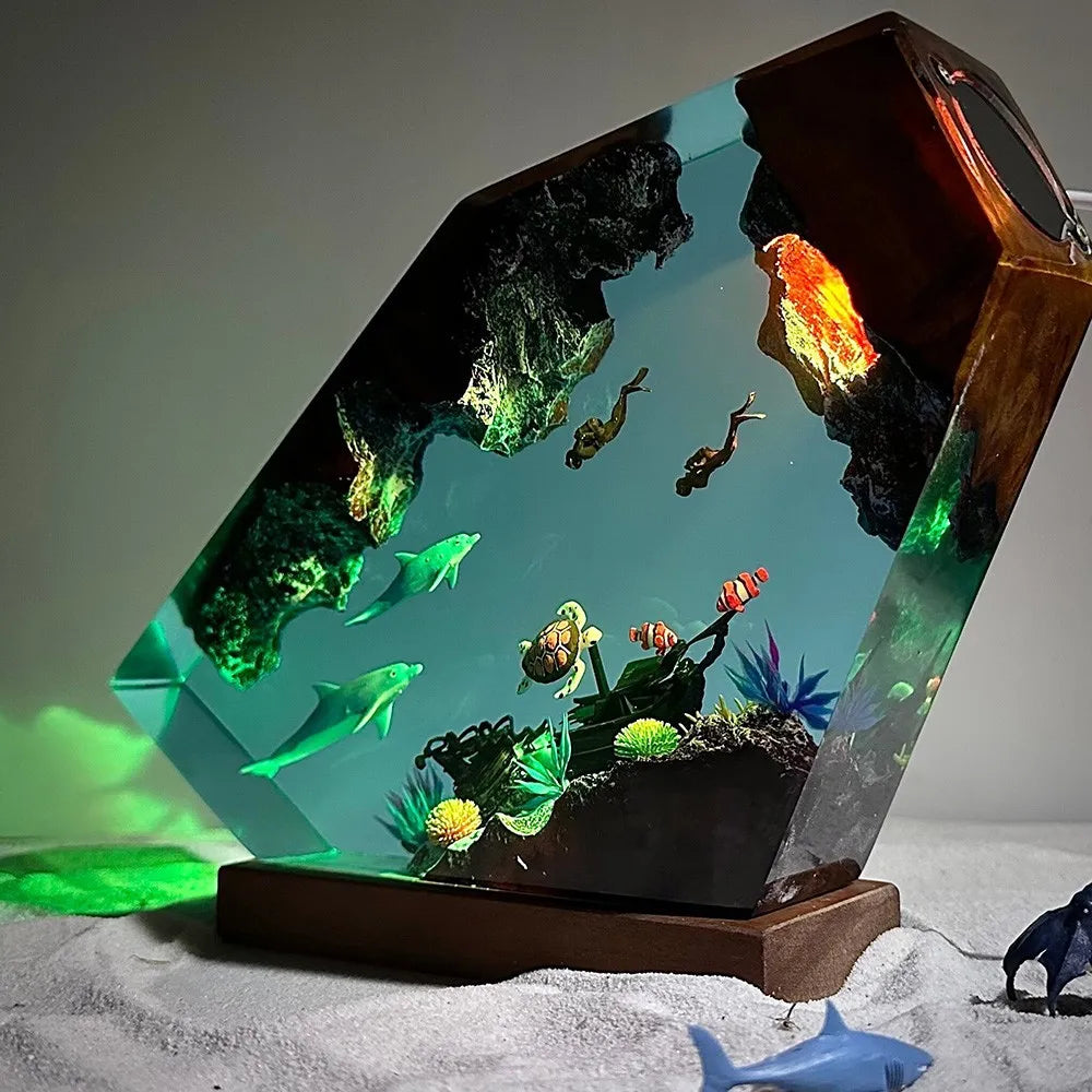 Healing Marine Micro-landscape Resin Handicrafts Luminous Ornaments Desktop Decorations Creative Whale Birthday Festival Gifts